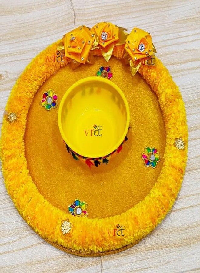 VRCT Decorative Haldi Platter/Thali for Wedding Ceremony for Bride and Groom for Haldi Decoration (Modern Haldi Thali) - Image 2